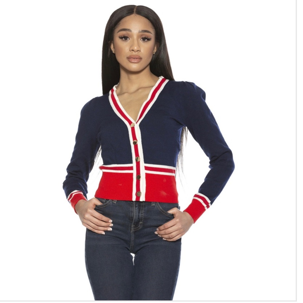 Alexia Admor Long-Sleeved Multi-Contrast Cardigan